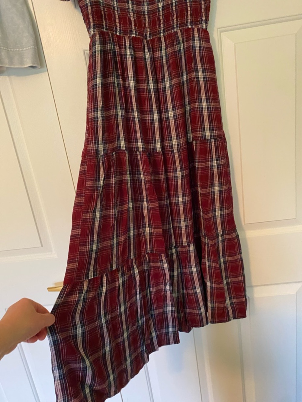 American Eagle Burgundy Navy Plaid Maxi Dress - Picture 4 of 6